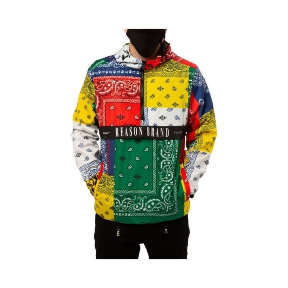 Reason Bandana Print Anorak Jacket Men's Small Half Zip Pullover Multicolor